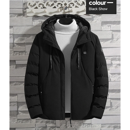 Black Windbreaker Parka Heat Jacket Hoodie For Men