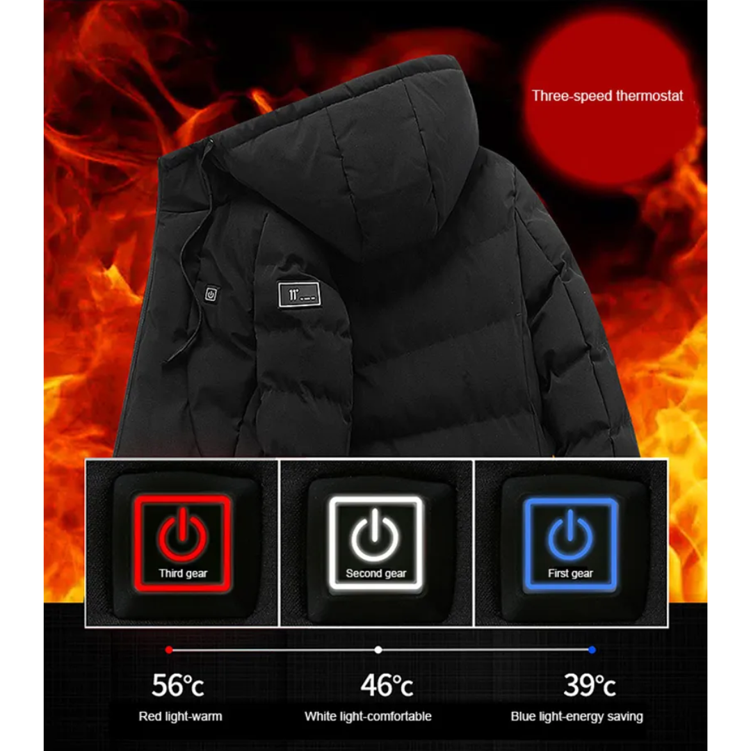 Black Windbreaker Parka Heat Jacket Hoodie For Women