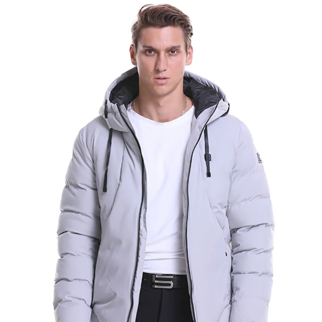 Grey Windbreaker Parka Heat Jacket Hoodie For Men