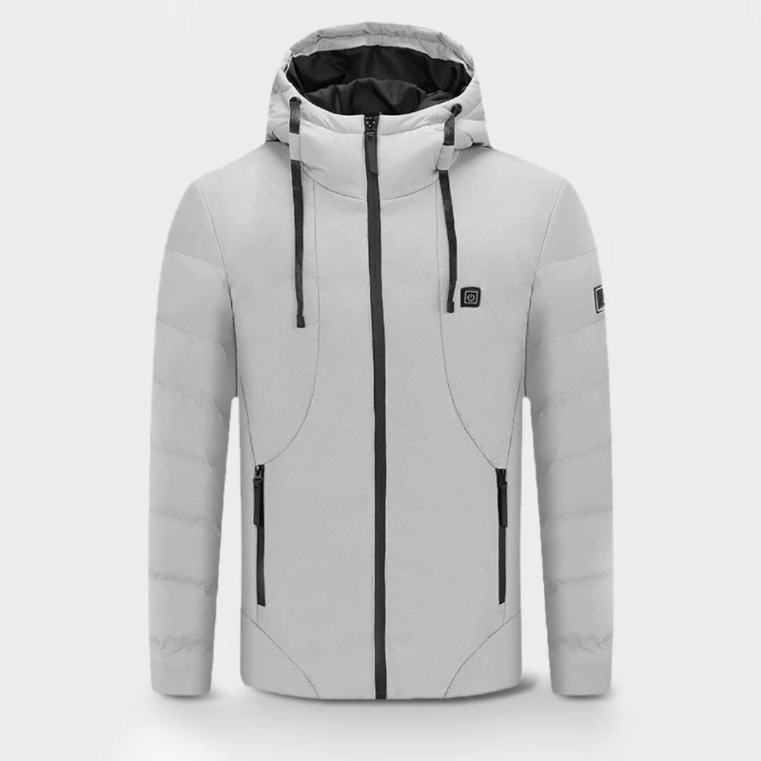 Grey Windbreaker Parka Heat Jacket Hoodie For Women