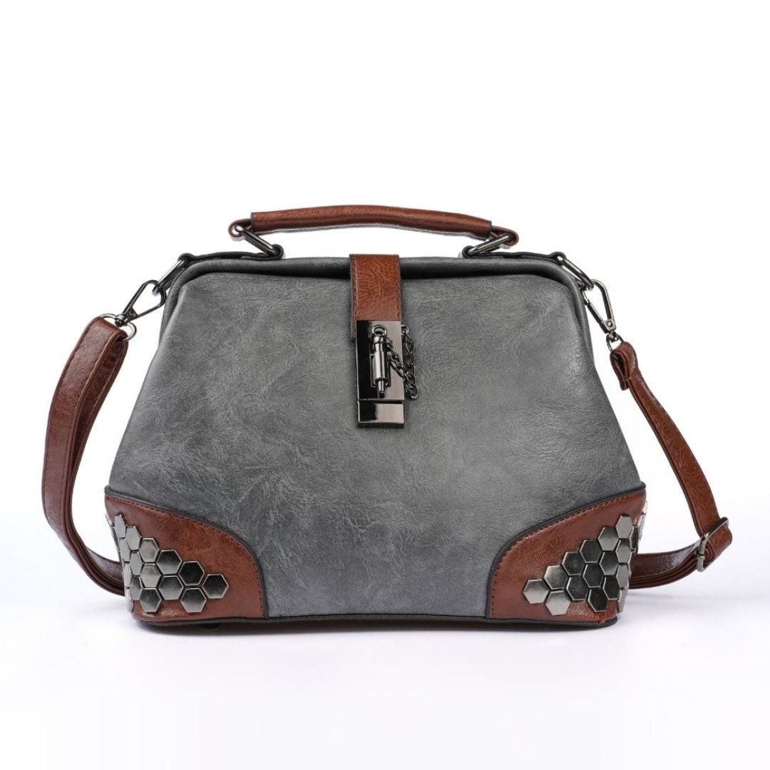 Honeycomb Rivets Leather Crossbody Bag