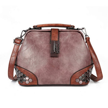 Honeycomb Rivets Leather Crossbody Bag