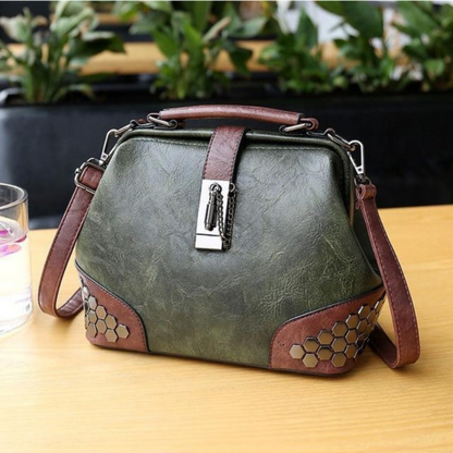 Honeycomb Rivets Leather Crossbody Bag