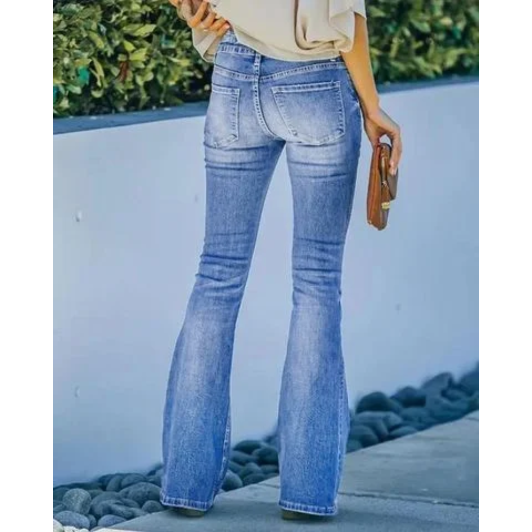 All Button Up High Waisted Flare Jeans