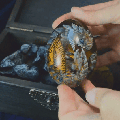 Lismali Home and Decor Lava Dragon Egg With Lighting Base Resin Crystal Transparent Sculpture For Souvenir Ornament Gifts