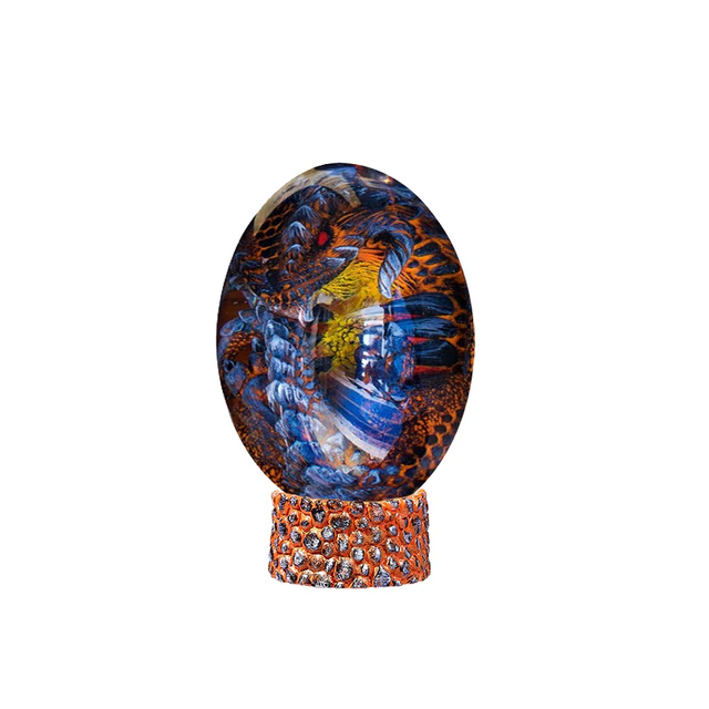 Lismali Home and Decor Lava Dragon Egg With Lighting Base Resin Crystal Transparent Sculpture For Souvenir Ornament Gifts