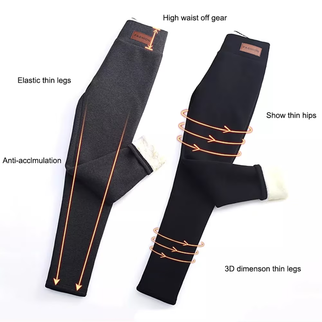 Winter Warmest Legging High Waist Stretchy Fleece Pants - Cat Pattern