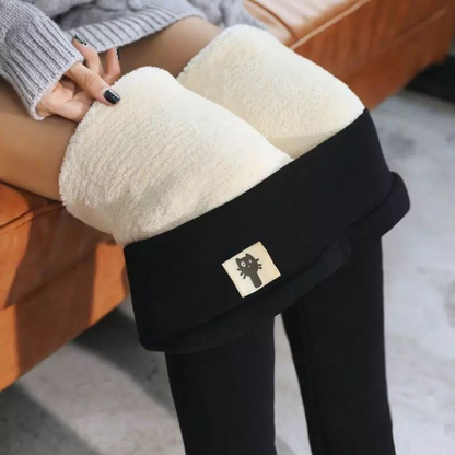 Winter Warmest Legging High Waist Stretchy Fleece Pants - Cat Pattern