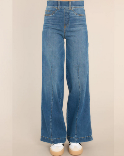 Seamed Front Wide Leg Jeans - Vintage Indigo