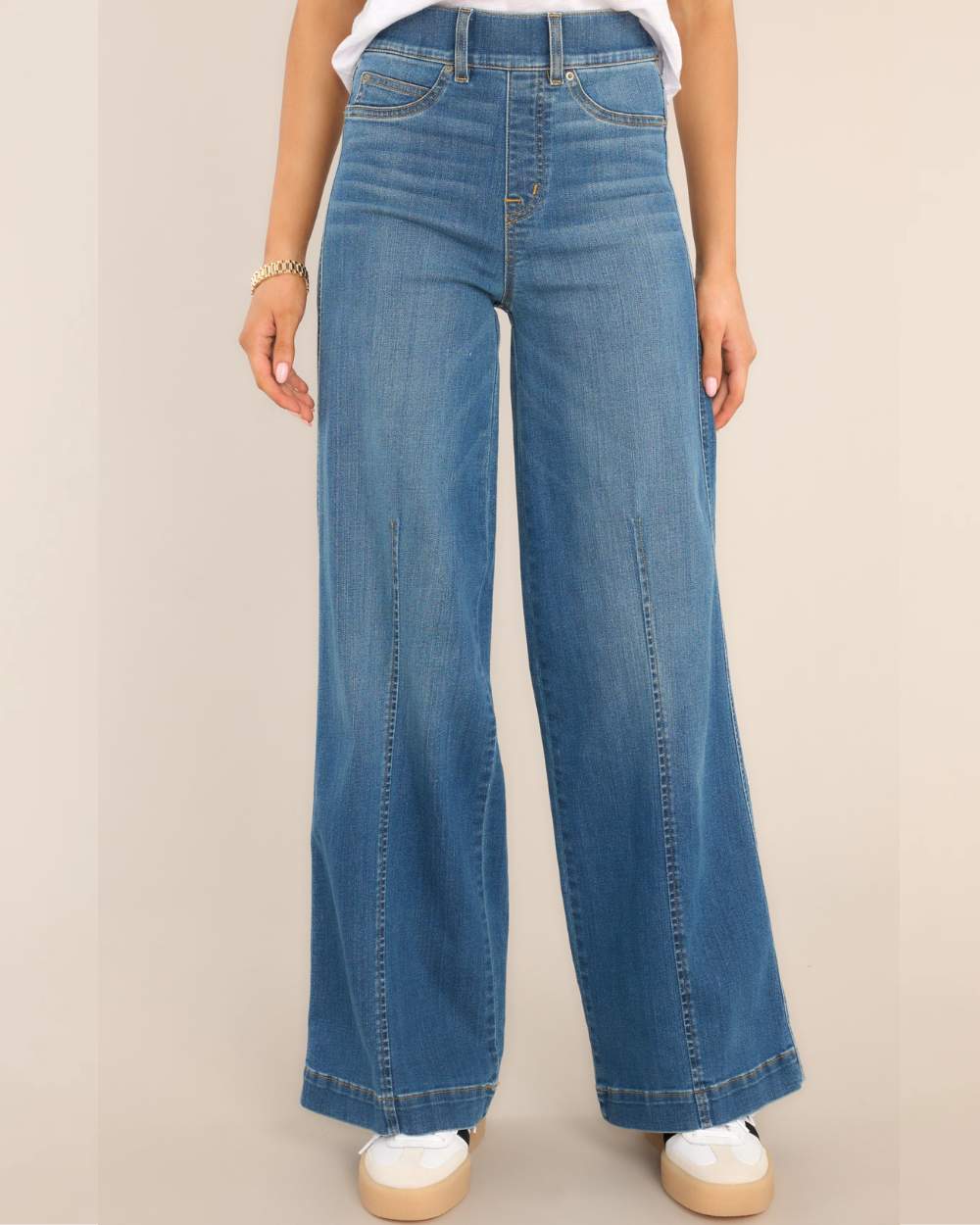 Seamed Front Wide Leg Jeans - Vintage Indigo