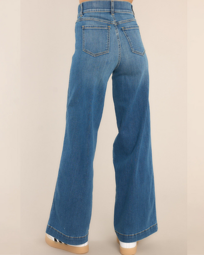 Seamed Front Wide Leg Jeans - Vintage Indigo