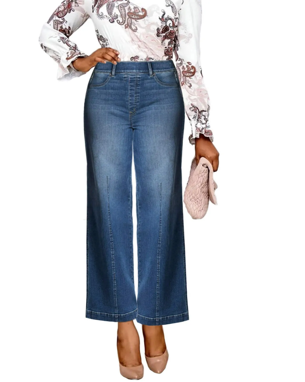 Seamed Front Wide Leg Jeans - Vintage Indigo