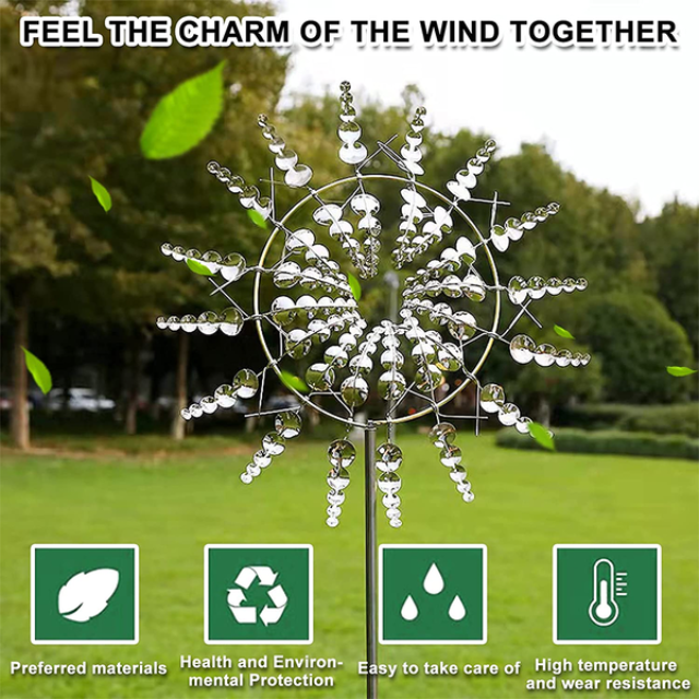 Lismali Home and Decor Magical Metal Windmill Powered Kinetic Wind Spinners For Outdoor Decorative Lawn Garden And Yard