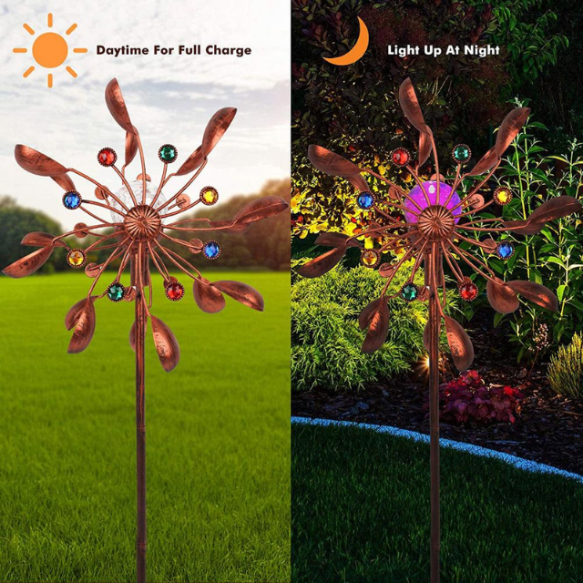 Lismali Home and Decor Metal Wind Spinners Solar Powered Glass Ball Magic Kinetic Windmills For Outdoor Decorative Lawn Yard And Garden