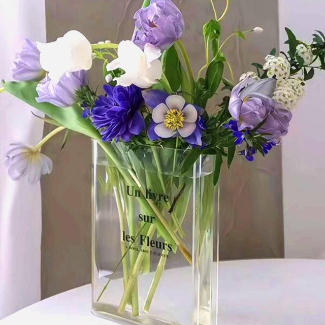 Lismali Home and Decor Nordic Book Vase - Acrylic Transparent Book Flowerpot Aesthetic Room Decor