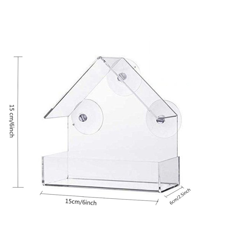 Lismali Home and Decor Transparent Window Bird Feeder Tray with Suction Cups Ideal for Feeders and Birdhouses