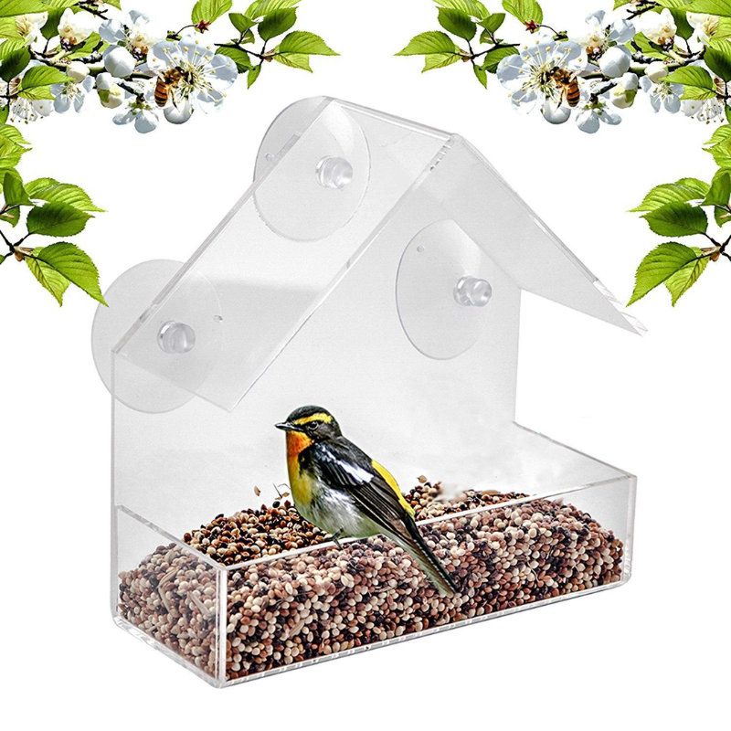 Lismali Home and Decor Transparent Window Bird Feeder Tray with Suction Cups Ideal for Feeders and Birdhouses