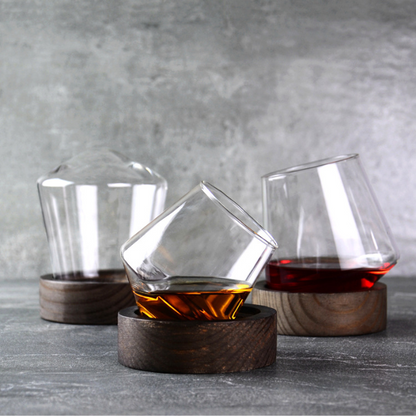 Lismali Home and Decor Rolling Glasses Transparent Spinning Whisky Glasses