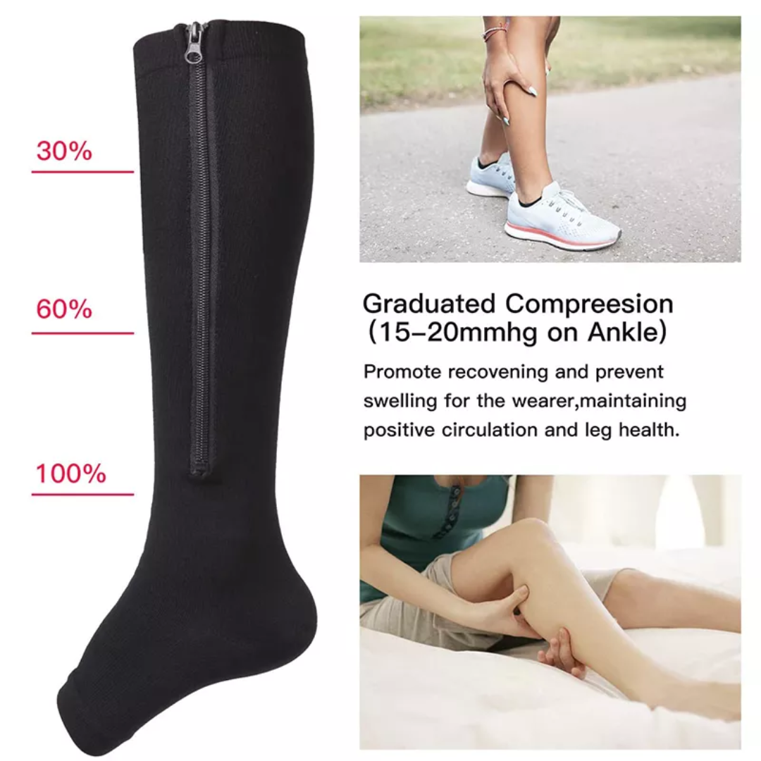 Lismali Compression Socks For Women & Men 20-30 mmHg Knee High Leg Stockings With Zipper