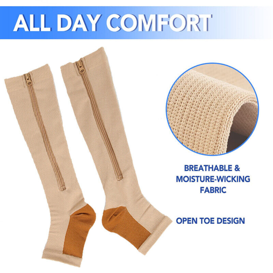 Lismali Compression Socks For Women & Men 20-30 mmHg Knee High Leg Stockings With Zipper