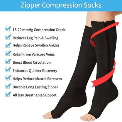 Lismali Compression Socks For Women & Men 20-30 mmHg Knee High Leg Stockings With Zipper