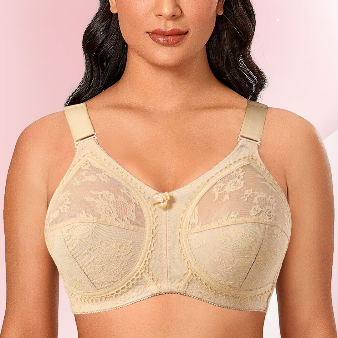 Floral Lace Full Coverage Wireless Minimizer Bra