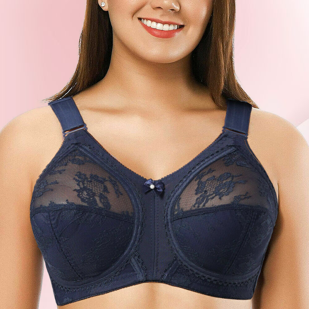 Floral Lace Full Coverage Wireless Minimizer Bra