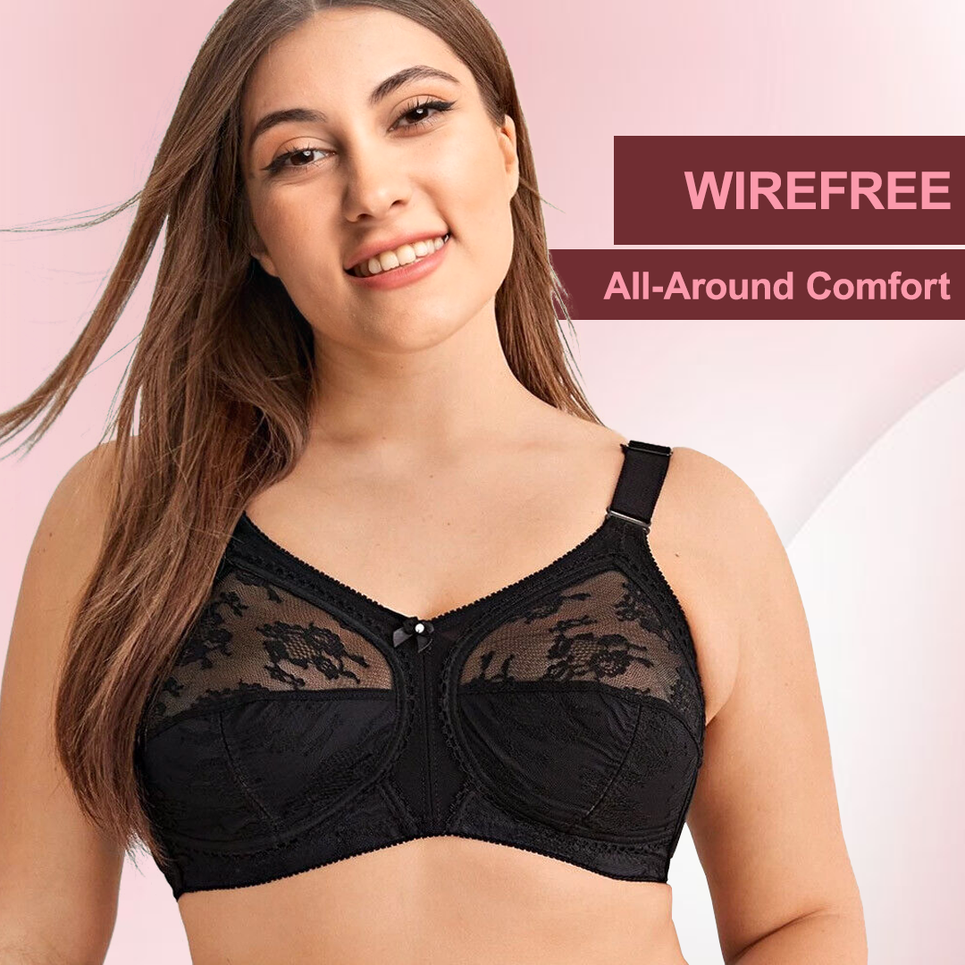 Floral Lace Full Coverage Wireless Minimizer Bra