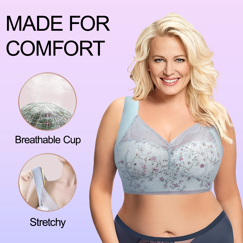 Ultimate Extra Lift-Up Seamless Stretch Full-Figure Floral Lace Cut-Out Bra