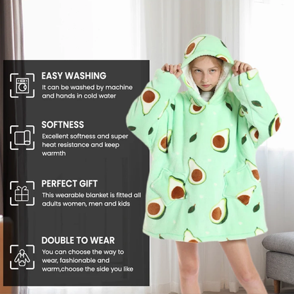 Lismali Family Blanket Hoodie - Cute and Funny Patterns Oversized Hooded Blanket For Adults Kids