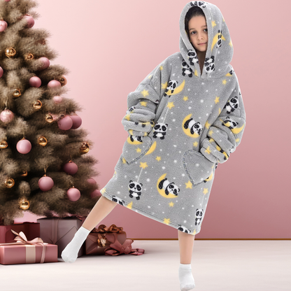 Lismali Family Blanket Hoodie - Cute and Funny Patterns Oversized Hooded Blanket For Adults Kids