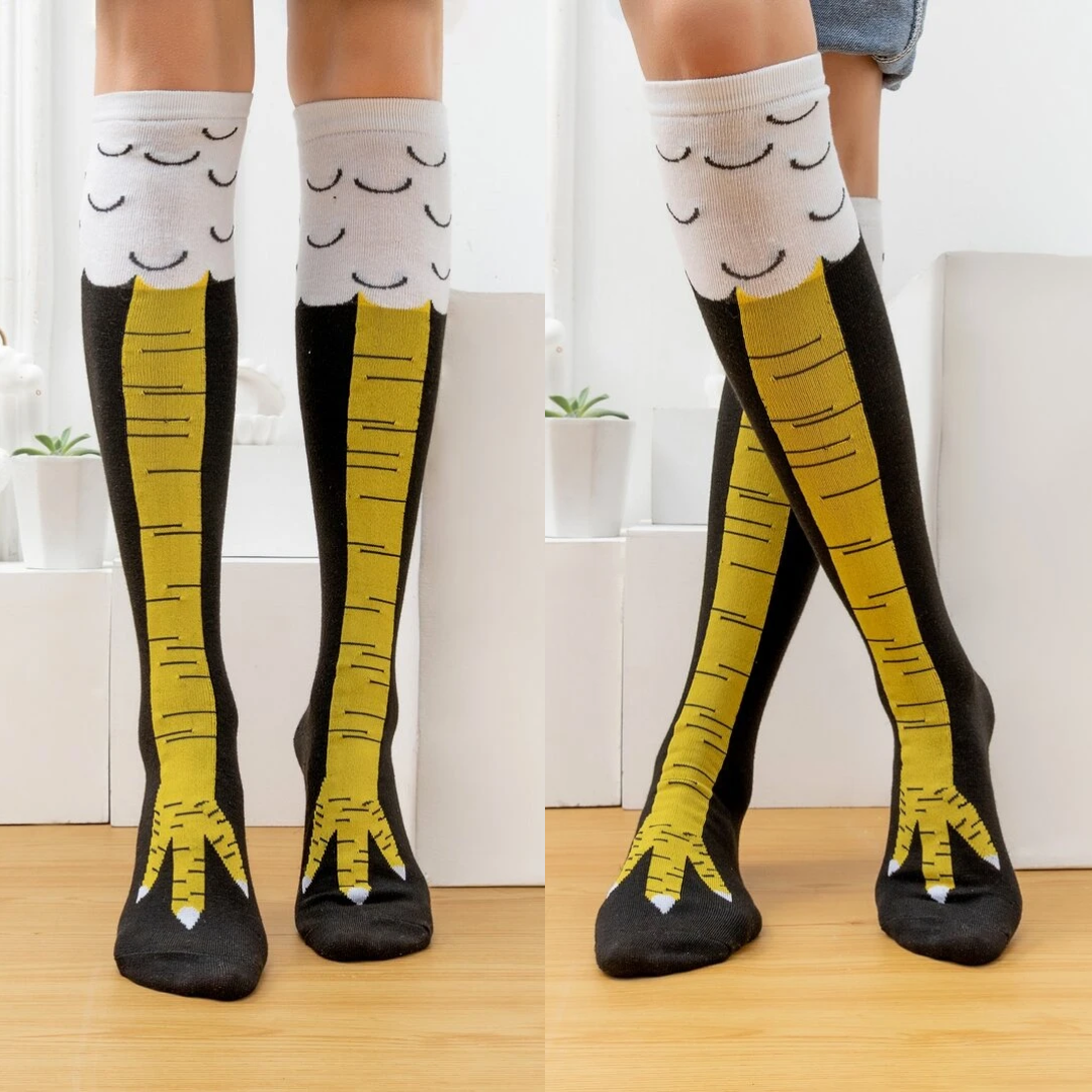 Lismali Chicken Cute Socks - Animal Paw Print Knee High Socks For Women