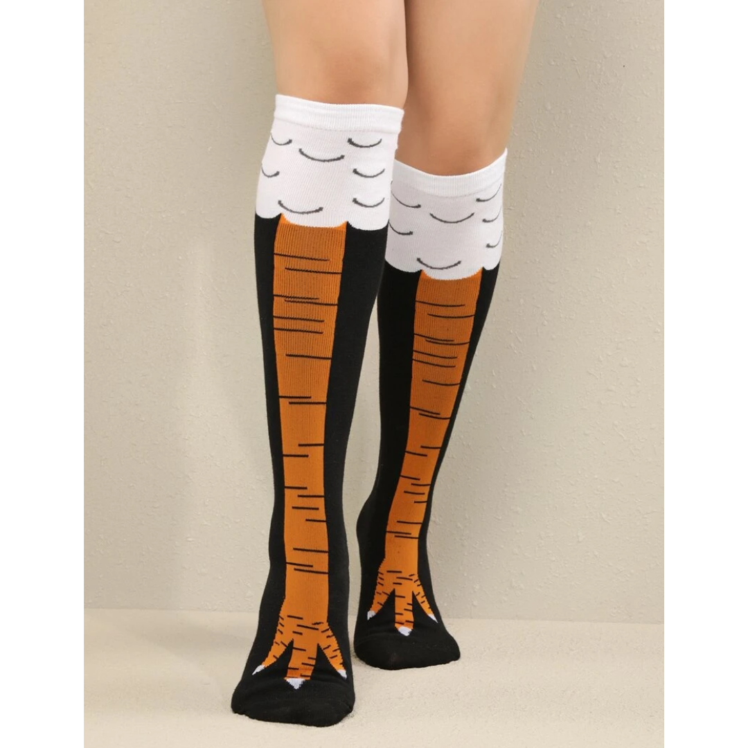 Lismali Chicken Cute Socks - Animal Paw Print Knee High Socks For Women