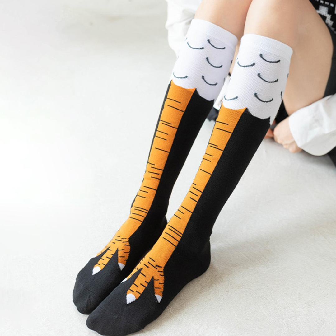 Lismali Chicken Cute Socks - Animal Paw Print Knee High Socks For Women