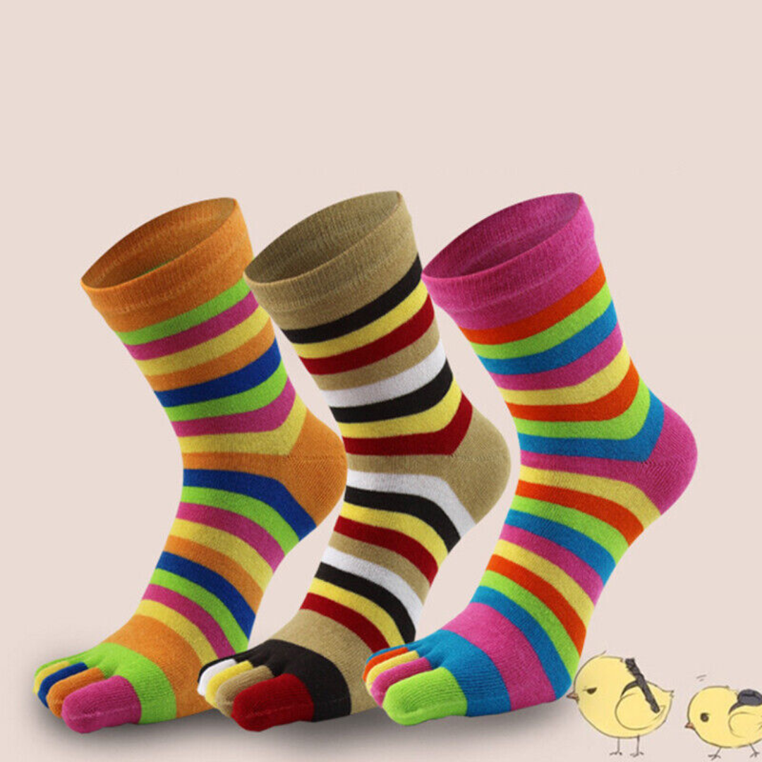 Cotton Rainbow Colorful Breathable Casual Ankle Toe Socks