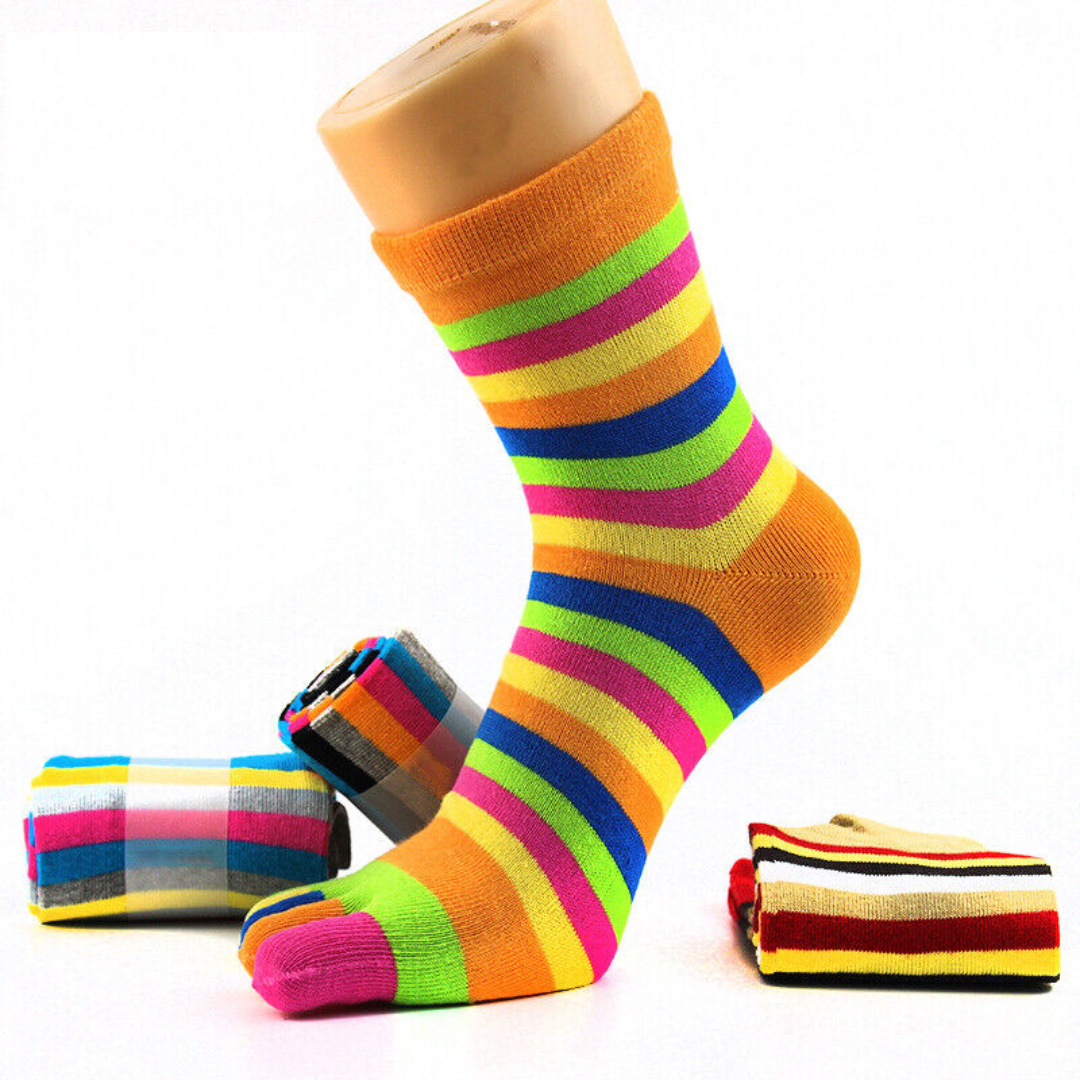 Cotton Rainbow Colorful Breathable Casual Ankle Toe Socks