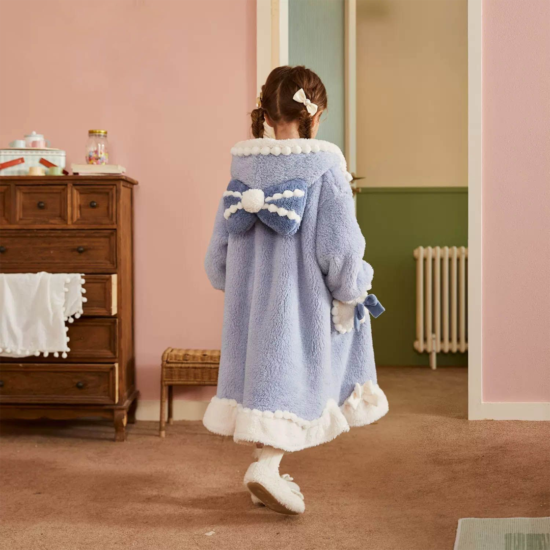 Lismali Bowknot Blanket Hoodie For Kids - Cute Pattern Oversized Bath Towels With Hood
