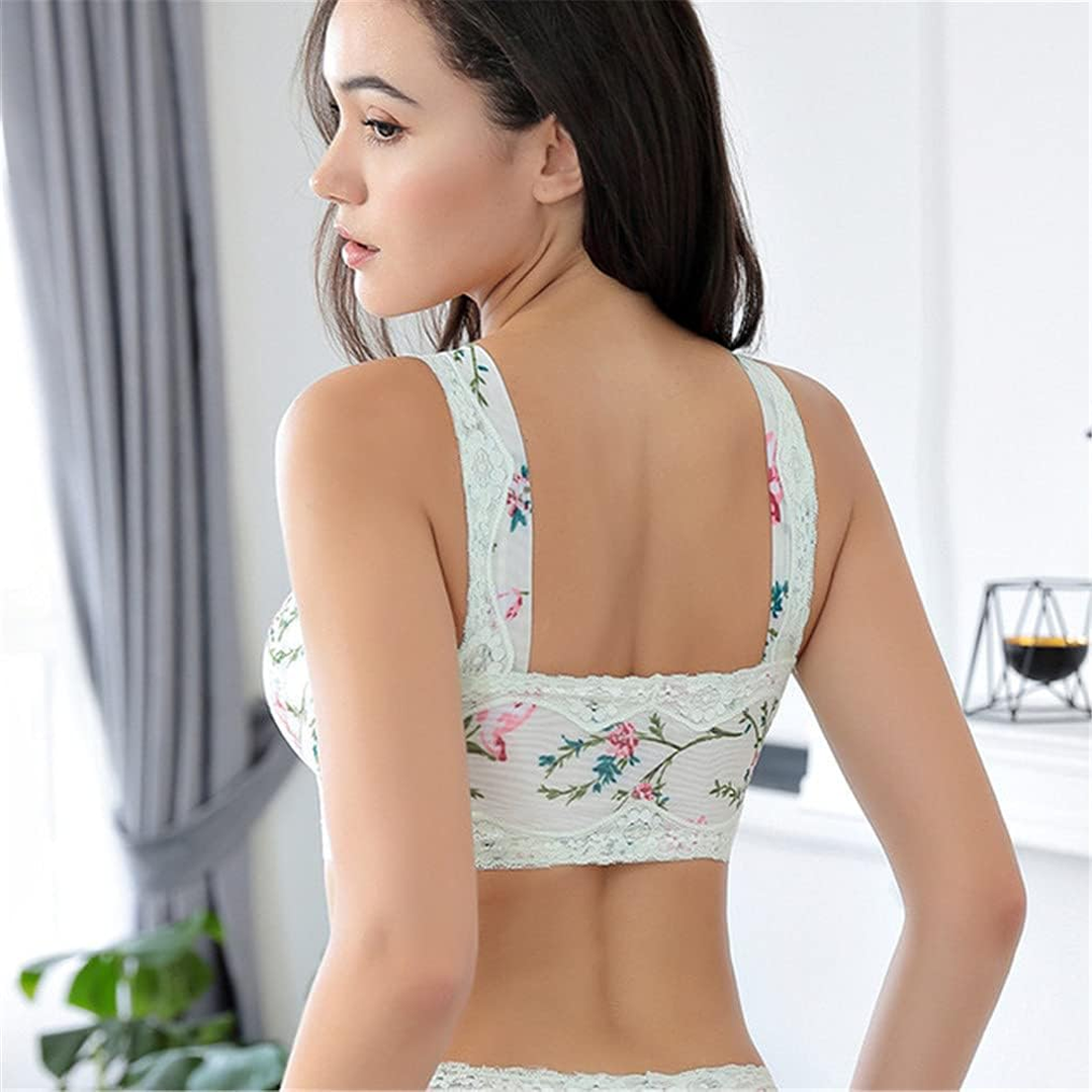 Floral Front Zipper Comfortable Wireless Lace Bra For Women – Lismali