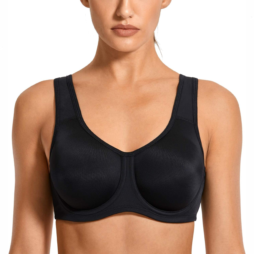 High Impact Sports Bra High Support Unlined Underwire Womens Size