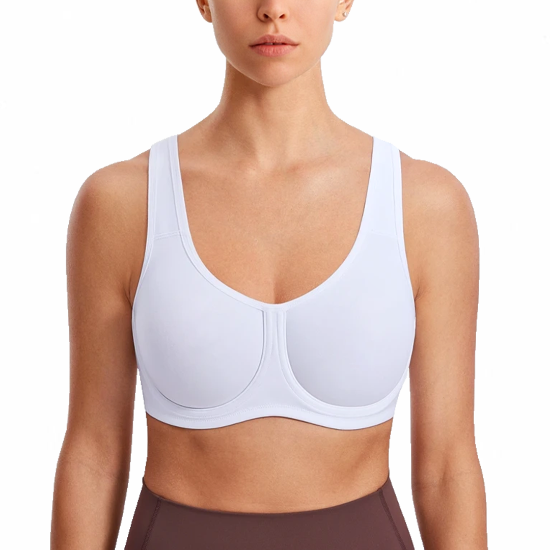 Lismali White Underwire High Impact Sports Bra - Best Bras For Large Bust