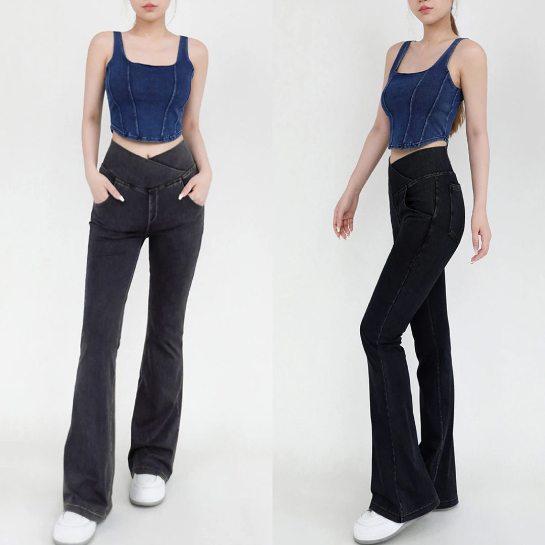 High Waisted Stretchy Flared Jeans