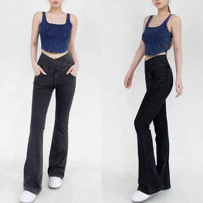 High Waisted Stretchy Flared Jeans