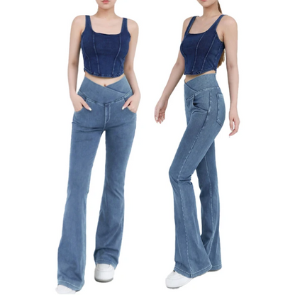 High Waisted Stretchy Flared Jeans