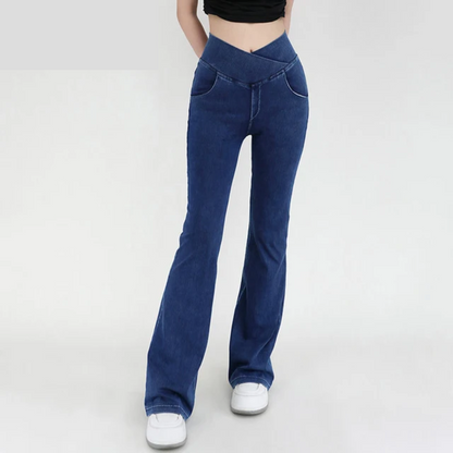 High Waisted Stretchy Flared Jeans