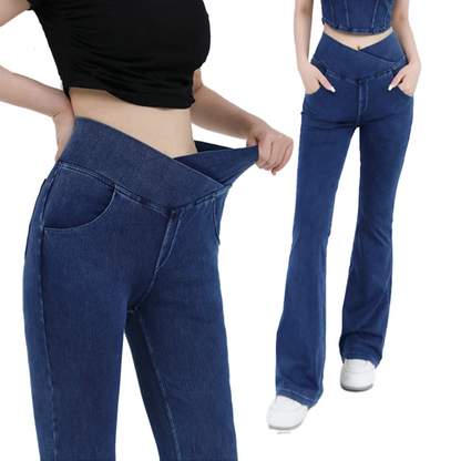 High Waisted Stretchy Flared Jeans