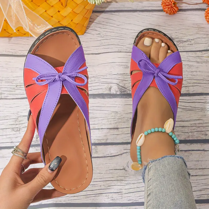 Uniqcomfy Colorful Bowknot Arch Support Open Toe Sandals