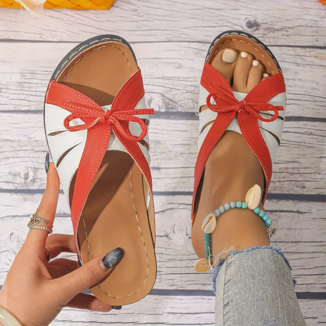 Uniqcomfy Colorful Bowknot Arch Support Open Toe Sandals