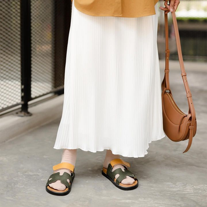 Lismali Uniqcomfy Strappy Wide Size Flats Slide Sandals