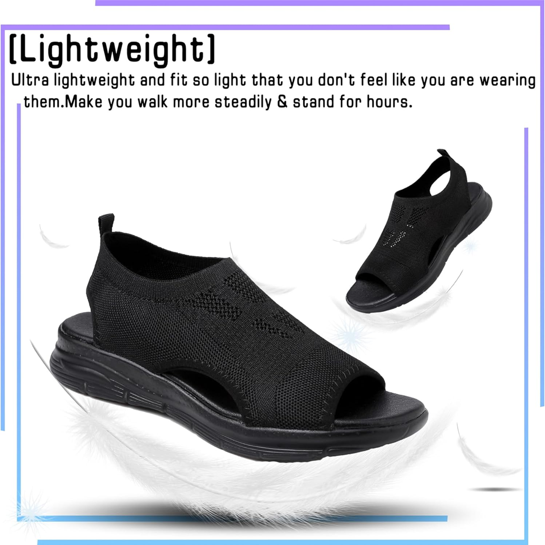 Lismali Hollow Out Slingback Non-slip Stretch Textile Sandals