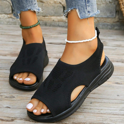 Lismali Hollow Out Slingback Non-slip Stretch Textile Sandals